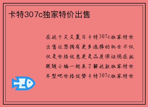 卡特307c独家特价出售